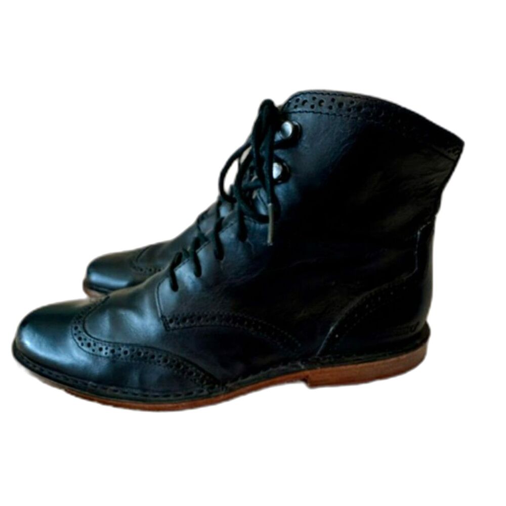 SEBAGO BLACK "HAMILTON" BROGUE WINGTIP LEATHER ANKLE BOOTS MEN'S SIZE 10D 10 D